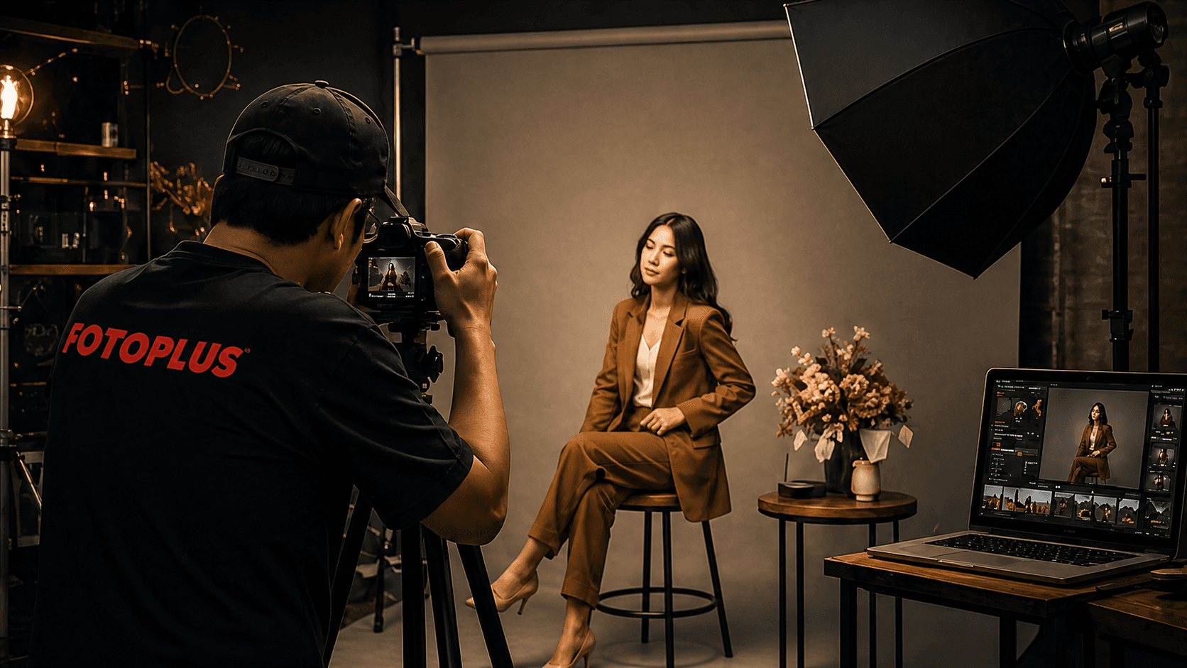 Sesi produksi Fotoplus School untuk halaman jadwal kelas